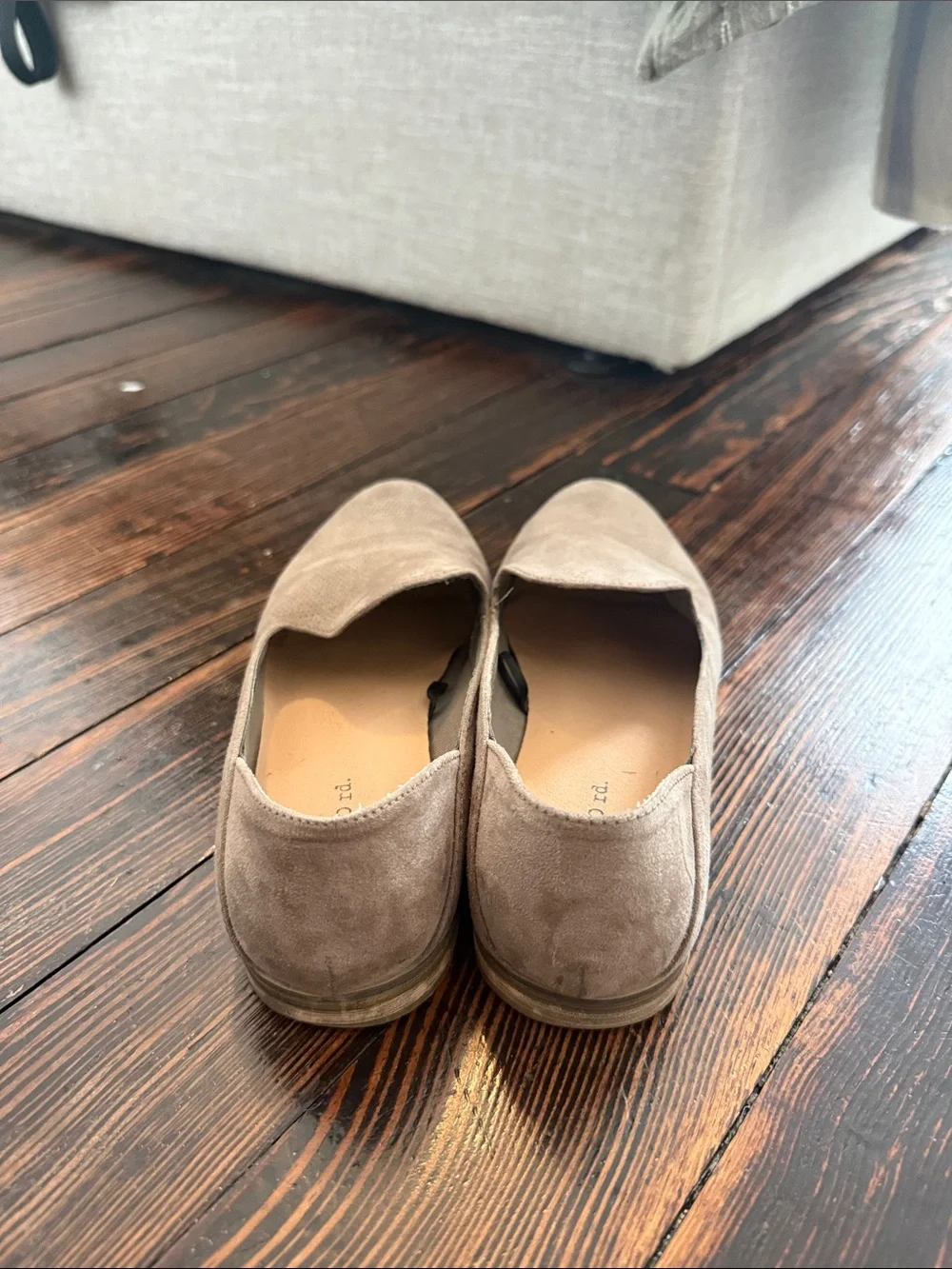 Indigo Taupe Suede Perforated Slip-On Loafers